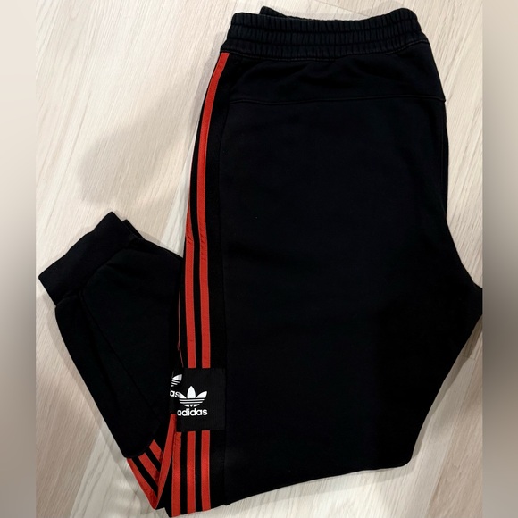 Adidas Black Joggers with Red Accents - Picture 1 of 1
